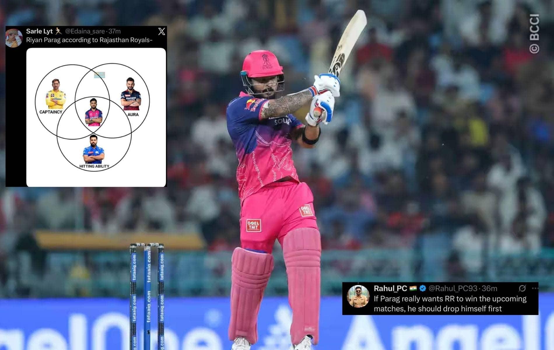 Riyan Parag's Helicopter Shot Crashes in IPL 2026 Again