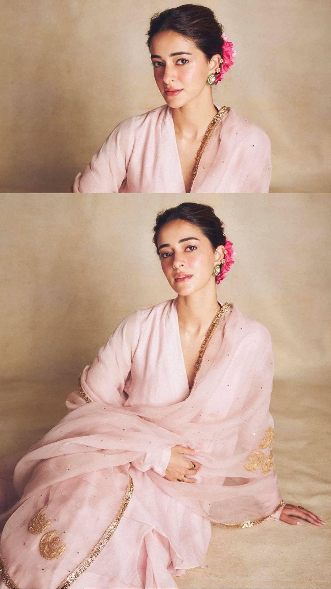 Ananya Panday Turns Heads in Pink Anarkali Like a Queen