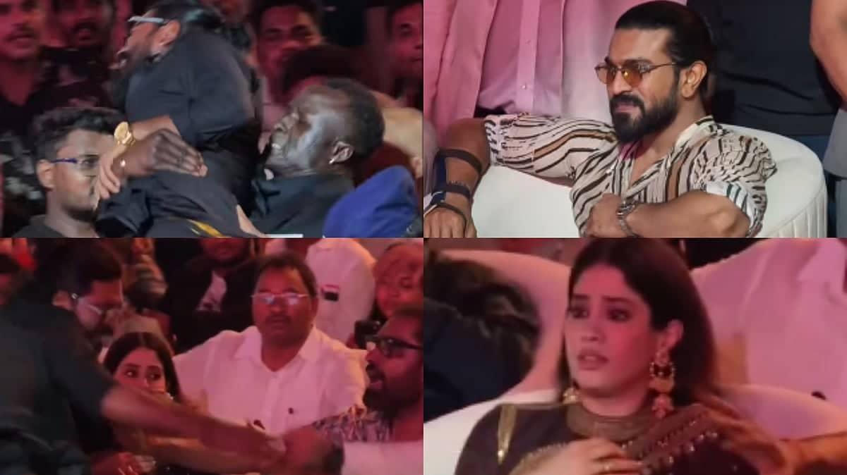 Fan Rushes Stage at Ram Charan's Event, Bodyguard Shines
