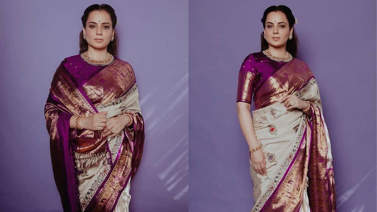 Kangana Ranaut Enchants in Kanjeevaram Saree at Trailer Launch
