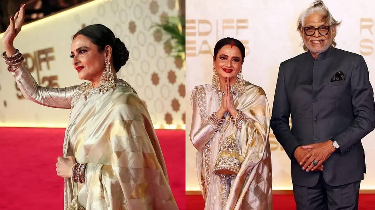 Rekha Steals the Show in Ivory Gold at Red Sea Festival