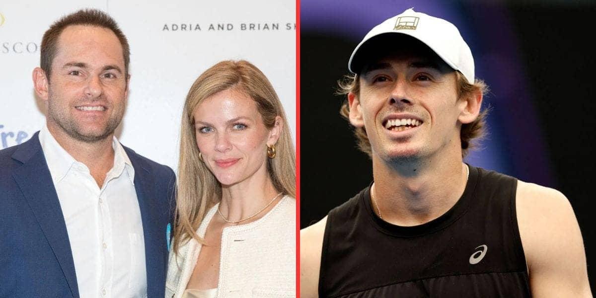 Brooklyn Decker playfully jabs Roddick after de Minaur's love