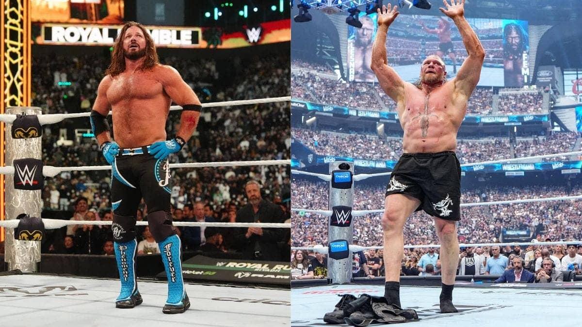 Brock Lesnar cries as Oba Femi rises at WrestleMania 42