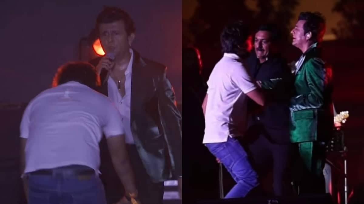 Fan Leaps on Stage to Meet Sonu Nigam at Kolhapur Concert