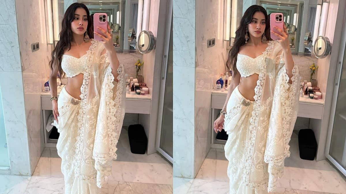 Janhvi Kapoor Dazzles in Cape-Style Saree for Peddi Promos